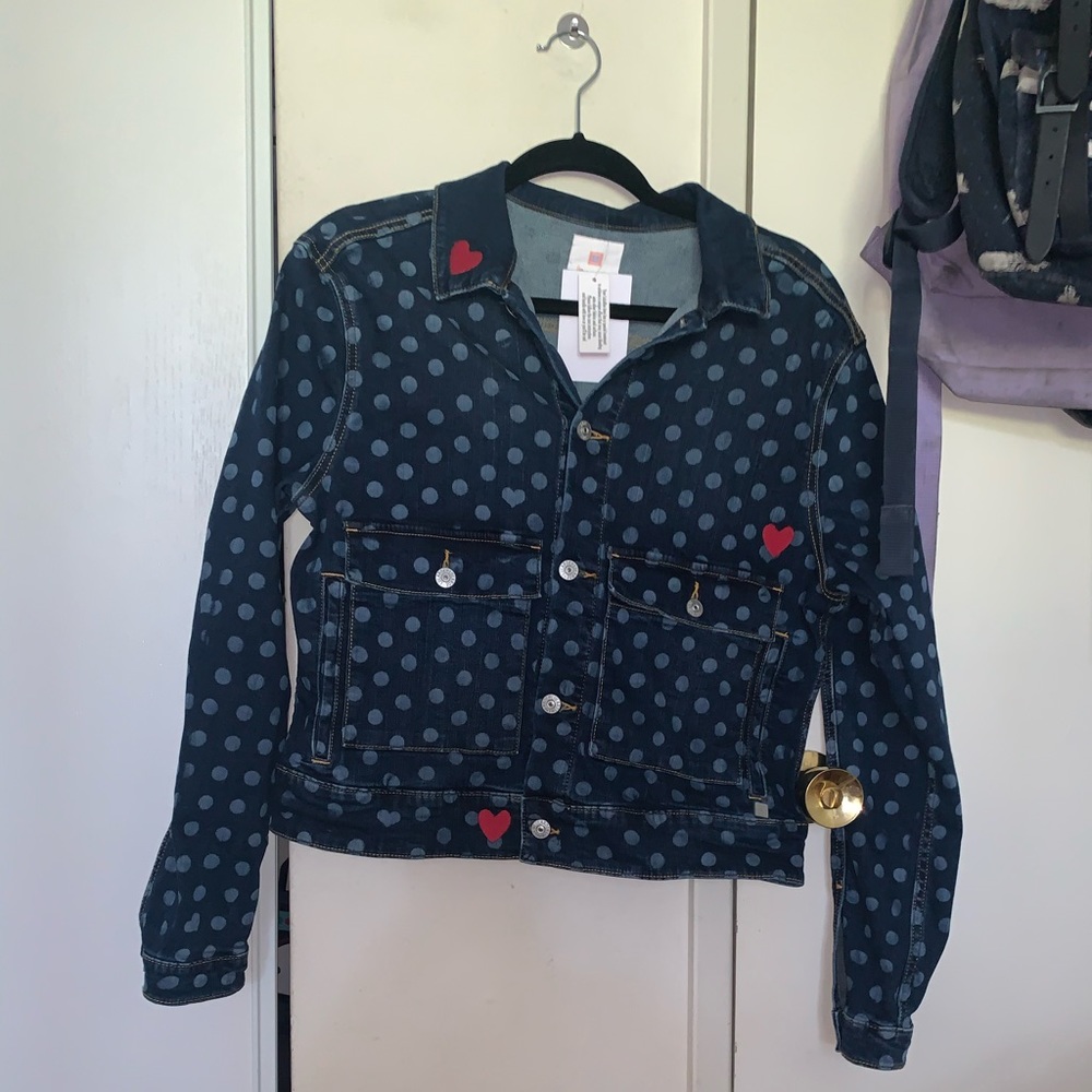Lularoe Heart and Polka dot Denim Jacket
